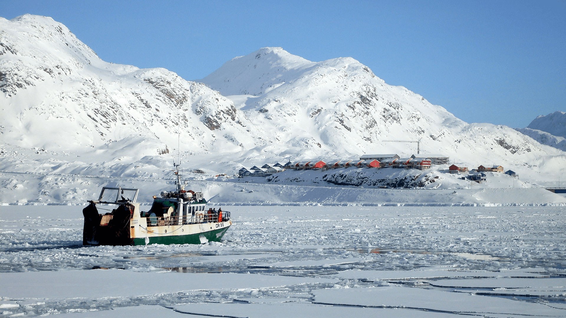 Skib i is i Grønland