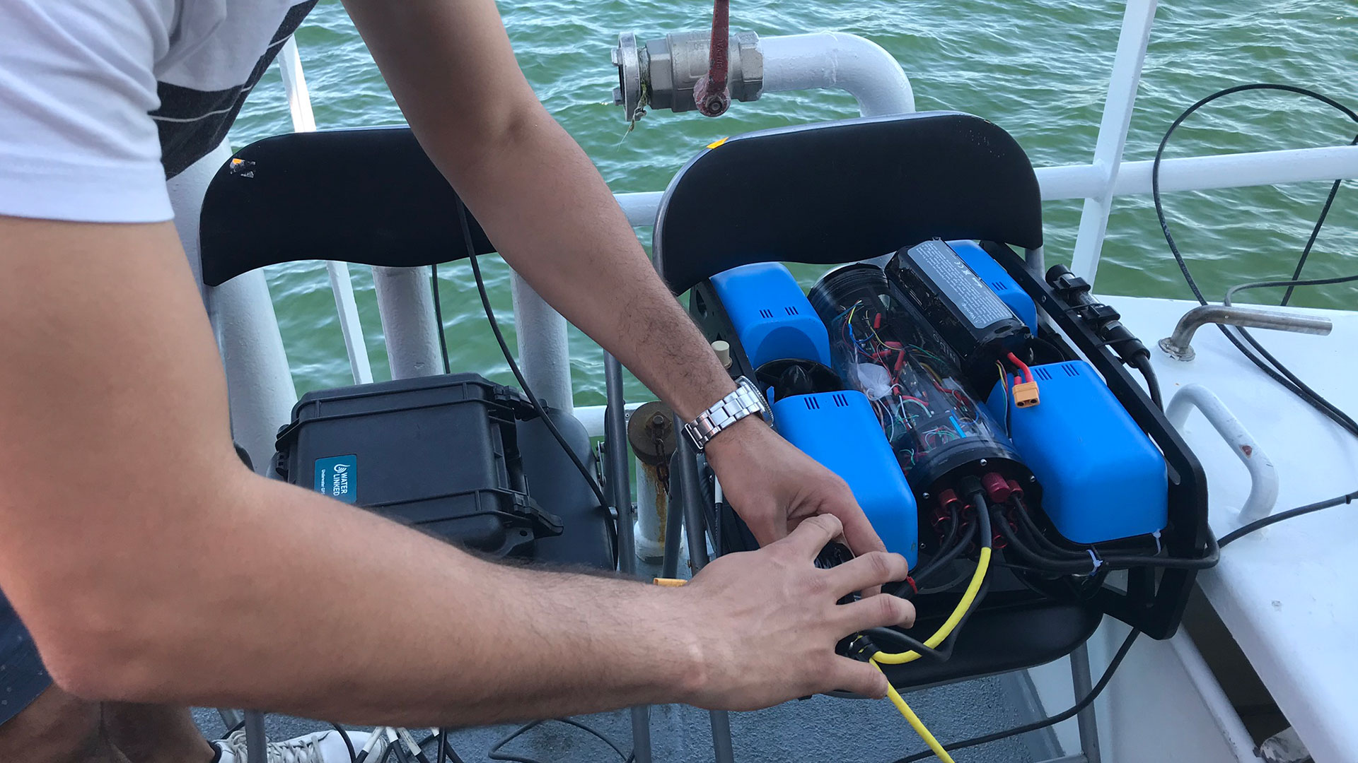 Deploying remotely operated underwater vehicle