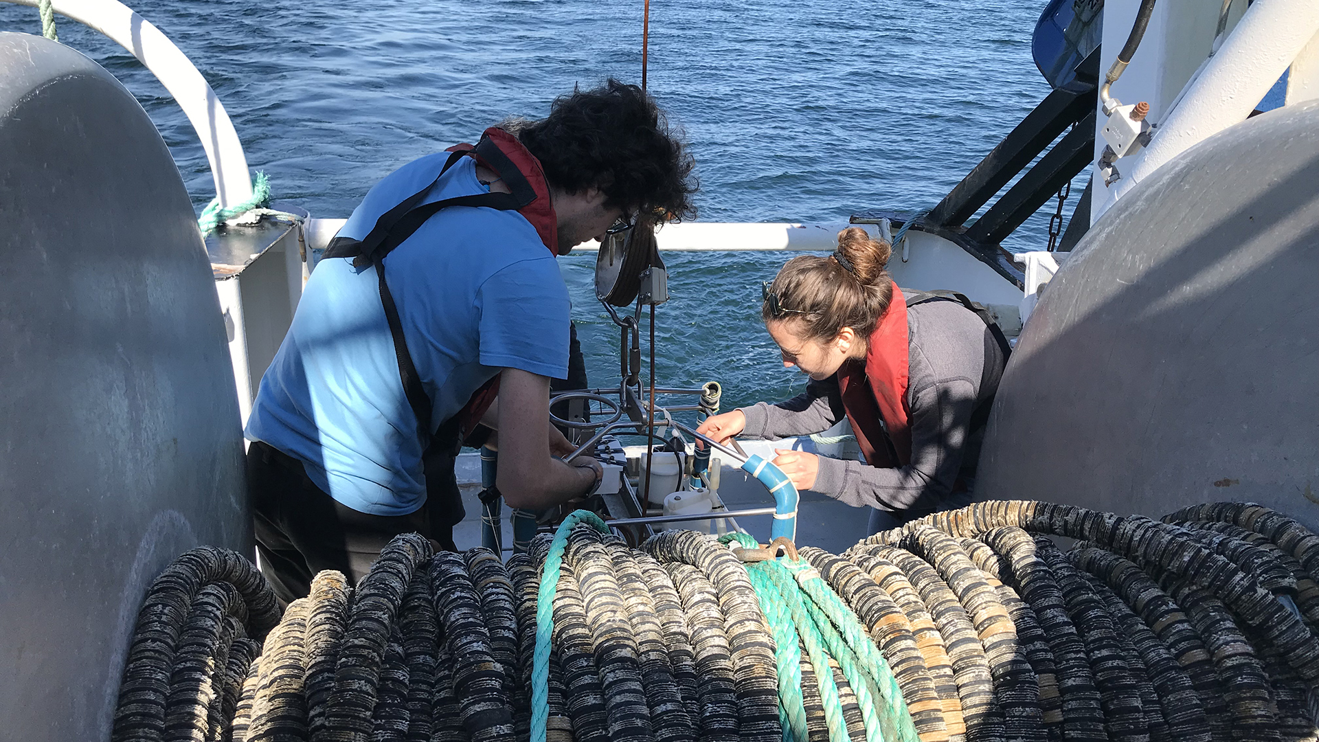 Deployment of CTD from the research vessel Havfisken